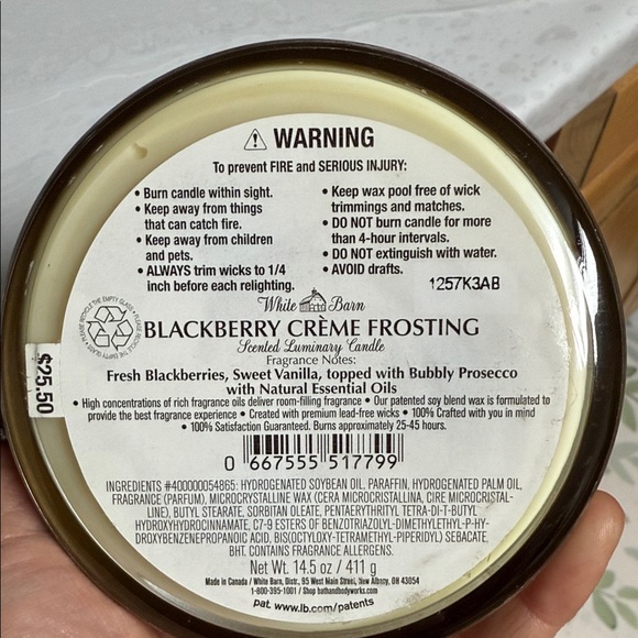 White Barn Frosted Candle with Gold Accents - Picture 2 of 2